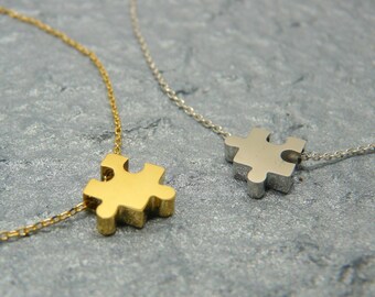 Puzzle necklace, Puzzle jewelry, Puzzle piece pendant, Best friends necklace, symbol gift, Friendship necklace, Autism awareness