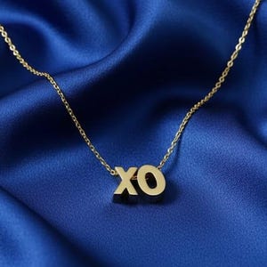 XO Necklace, Hugs and Kisses Jewelry, Gold Silver Love Pendant, Minimalist XOXO Necklace Gift for Her