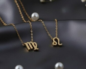 Gold Zodiac Necklace, Horoscope Jewelry, Astrology Sign Necklace, Personalized Gift for Her, Minimal Gold Jewelry