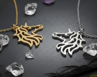 Unicorn Necklace, Gold or Silver Unicorn Pendant, Fantasy Jewelry Gift, Dainty Magical Necklace for Her