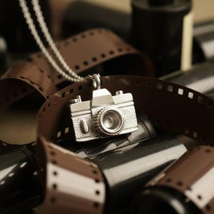 Camera Necklace, Photographer Gift, Gold or Silver Camera Pendant, Photography Jewelry for Her