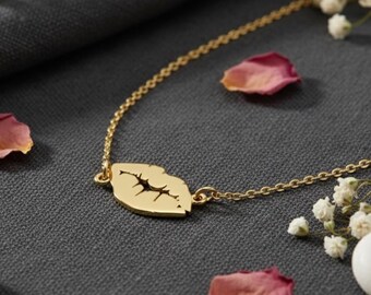 Lips Necklace, Gold Silver Rose Gold Kiss Pendant, Love Jewelry Gift, Sexy Dainty Necklace for Her