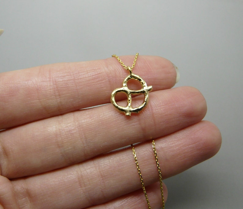 Pretzel necklace Gold pretzel pendant Pretzel charm Food Etsy
