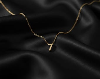 Gold Number Necklace, Number 7 Lucky Digit Pendant, Personalized Birthday Gift
