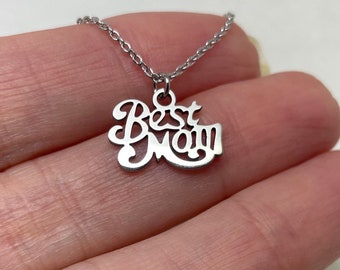 Best Mom Necklace, Silver Mom Necklace, Mama Necklace, New Mom Gift, Gift for mom, Mother gift, Mommy necklace