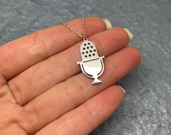 Microphone Necklace, Gifts for Singers, Podcast Necklace, Microphone Gift, DJ Gift, Music Lover Gift, DJ Jewelry, Silver Microphone