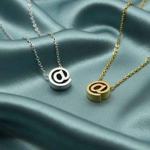 At Symbol Necklace, Email Pendant, Internet Jewelry, Minimalist Gold Necklace, Tech Gift