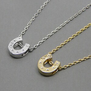 Horseshoe necklace, Tiny necklace, Horseshoe charm, Tiny necklace, Lucky charm, Christmas gift