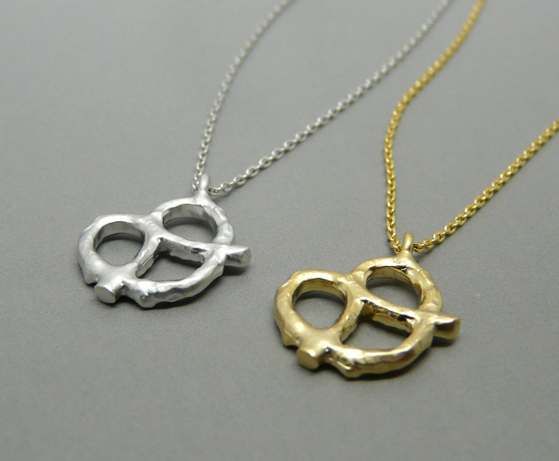 Pretzel Necklace Gold Pretzel Pendant Pretzel Charm Food Etsy