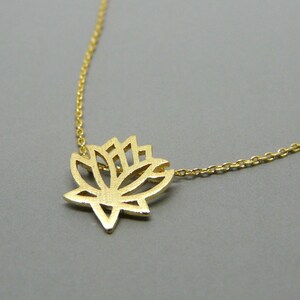 Gold lotus necklace, Flower necklace, Yoga jewelry, Dainty lotus necklace, Delicate lotus charm
