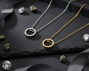Circle Necklace, Karma Necklace, Gold or Silver Pendant, Minimalist Jewelry Gift for Her