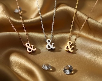 Ampersand Necklace, Gold Silver Rose Gold Symbol Pendant, Minimalist Jewelry Gift, Love and Connection Charm
