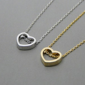 Heart necklace, Gold heart necklace, Valentines Day gift, Love necklace, Minimalist necklace, Tiny gold pendant