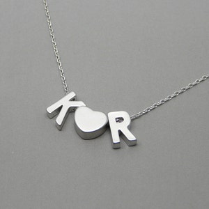 Personalized necklace, Initial necklace, Silver initial jewelry, Silver letters necklace, Couple necklace