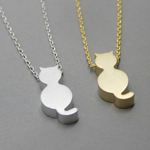Cat necklace, Kitty cat jewelry, Cat charm, Gold cat necklace, Silver cat charm, Cat lovers gift, Christmas gift