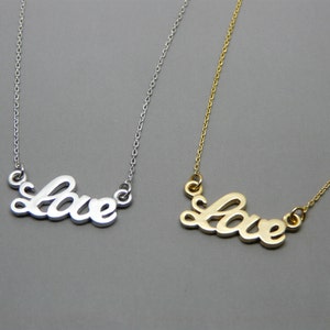 Love necklace, Gold Love necklace, Love charm, Valentines day gift, Gift for her, Everyday necklace