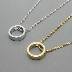Circle necklace, Karma necklace, Gold circle necklace, Minimalist necklace, Layering necklace, Tiny gold pendant, Gold necklace