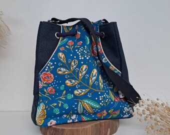 Sac seau tissu - Porté épaule ou bandoulière réglable - sac en toile look décontracté et naturel - sac pour elle