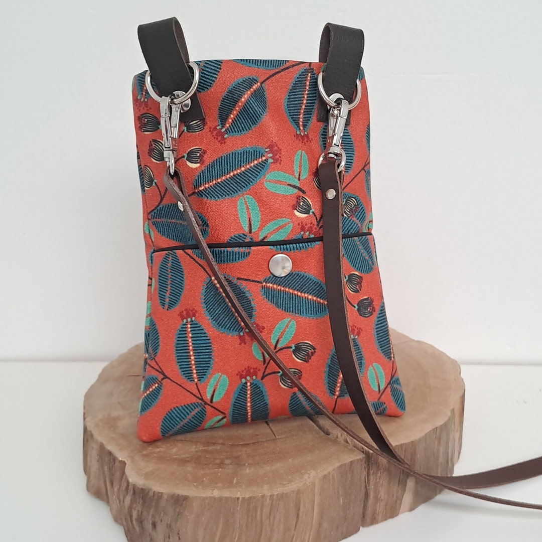 Pochette t?�l?�phone bandouli?�re cuir Etui smartphone Mandarine Petit sac imperm?�able pour femme 