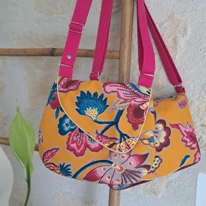 Sac bandoulière toile Indienne safran