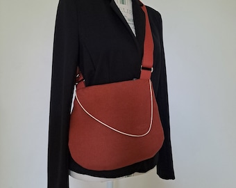 Terracotta linnen messenger bag - Ultralichte damesschoudertas - Op de schouder of over de schouder gedragen - Gepersonaliseerde damestas