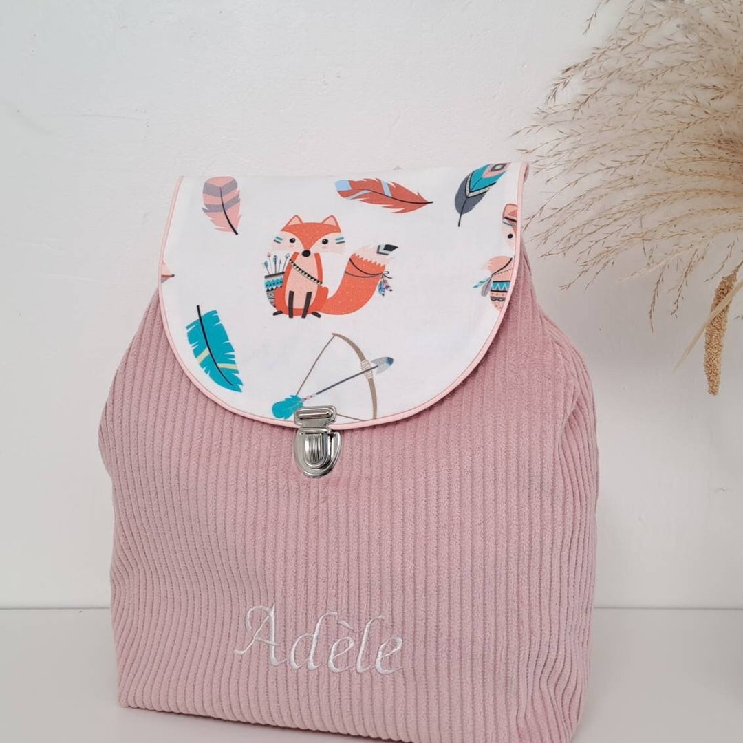 Sac à Dos Velours Côtelé GELLEDI Personnalisable - Avec Nom Enfant, Léger | École, Voyage, Ordinateur