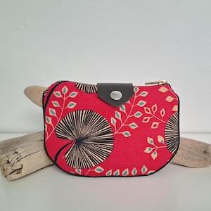 Porte-monnaie tissu fuchsia Pondichéry - Petite pochette zippée personnalisable