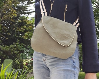 Sac besace en lin vert mousse - Sac bandoulière pour l'été - Petit sac en lin femme - Cadeau épouse, sœur, petite amie