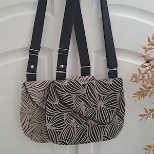 Sac besace jacquard cacao fond noir