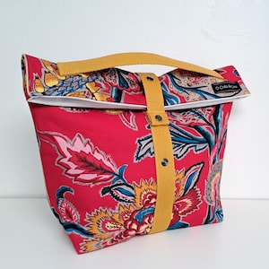 Trousse de toilette haute en toile Indienne avec doublure imperméable - Romy fuchsia - Trousse de toilette personnalisée
