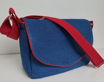 Women's denim messenger bag - shoulder denim bag