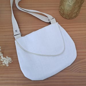 Sac bandoulière lin blanc