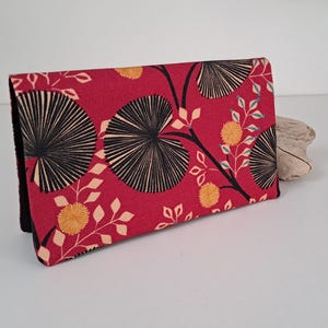 Porta-talão de cheques em lona fúcsia Pondicherry - Estojo para talão de cheques de salto alto - Capa para talão de cheques personalizável