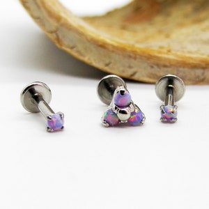 16g opal flower triple forward helix, tragus, cartilage, conch, 1/4'' surgical steel
