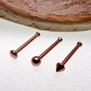 20g (0.8mm) Rose Gold 3 Set Surgical Steel Pin Nose Stud Rings