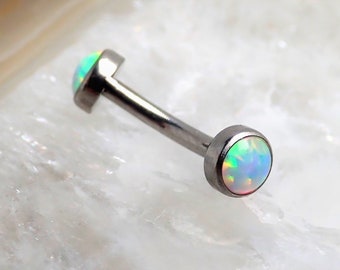 16G (1.2mm) Titanium Internally Threaded Curve Barbell with Fire Opal Flat Ends