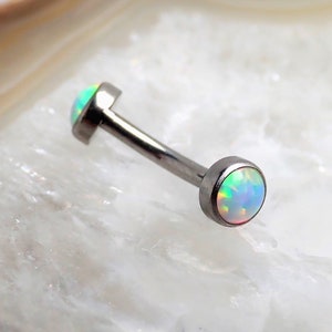 16G (1.2mm) Titanium Internally Threaded Curve Barbell with Fire Opal Flat Ends