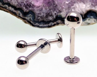 Piercing plat en titane avec implants sphériques simples 18 g, 16 g, 14 g