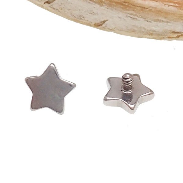 Star Implant Titanium Loose Top Only Body Piercing - 16g, 14g