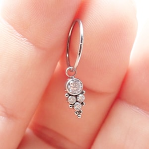 Implant Grade Titanium 16g, 18g, 20g Hoops with 4mm CZ Charms · Earrings · 20g, 18g, 16g