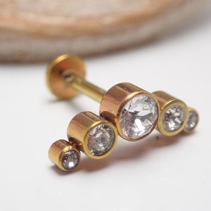 Rose-Gold-Anodized Clear CZ Cluster Implant Titanium Flatback Piercing 18g, 16g, 14g