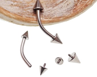 Piercing de titanio con punta curva de 16 g para labio y puente