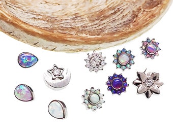 14 g Filetage de 1,2 mm Daisy Flower / Teardrop / Moon Implant dermique en titane avec filetage interne, 14 g