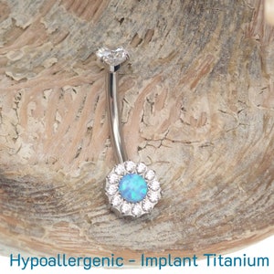 Navelpiercing van implantaatkwaliteit titanium met interne schroefdraad opaal of volledig CZ-ontwerp, 10 mm, 14 g, hypoallergene navelpiercing