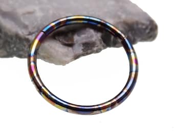 Oil Slick Anodized Titanium Clicker 18g, 16g, 14g, 12g, 10g · Septum, Helix, Cartilage, Tragus, Daith, Lip · 6mm, 7mm, 8mm, 10mm, 12mm, 14mm