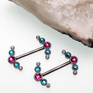 14g TITANIUM  Swarovski Nipple clusters 14mm Nipple piercing hypoallergenic