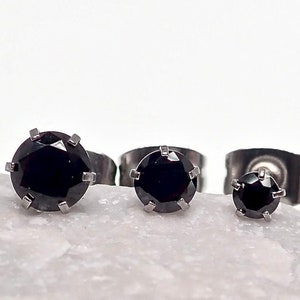 3 Paar chirurgische Stahl Prong Set Jet schwarz Zirkonia Edelstein Ohrstecker (3mm, 4mm, 5mm- Helix, Knorpel, Oberohr )