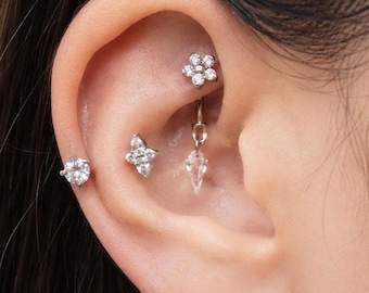 Implante de titanio con rosca interna en forma de herradura, calibre 16g, concha, hélice.