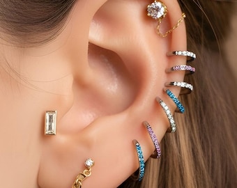 implant titane Aqua/Noir/Bleu/Arc-en-ciel/Transparent CZ Hinged Clicker · Daith, Helix, Rook, Septum tragus, lip, conque 20 g 18 g, 16 g