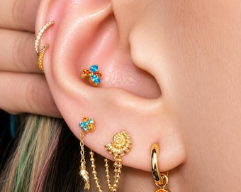 Piercing de espalda plana de titanio Opal Bug: acento de circonita cúbica, 18 g, 16 g, 14 g